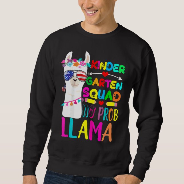 Sweatshirt Enseignant Llama sans problème de maternelle (Devant)