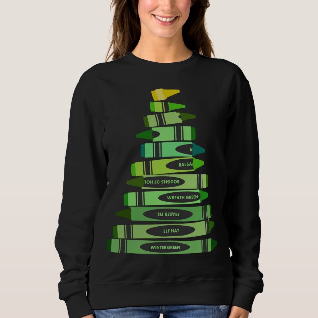 Sweatshirt Enseignant Noël Cadeau Crayon Tree (Devant)