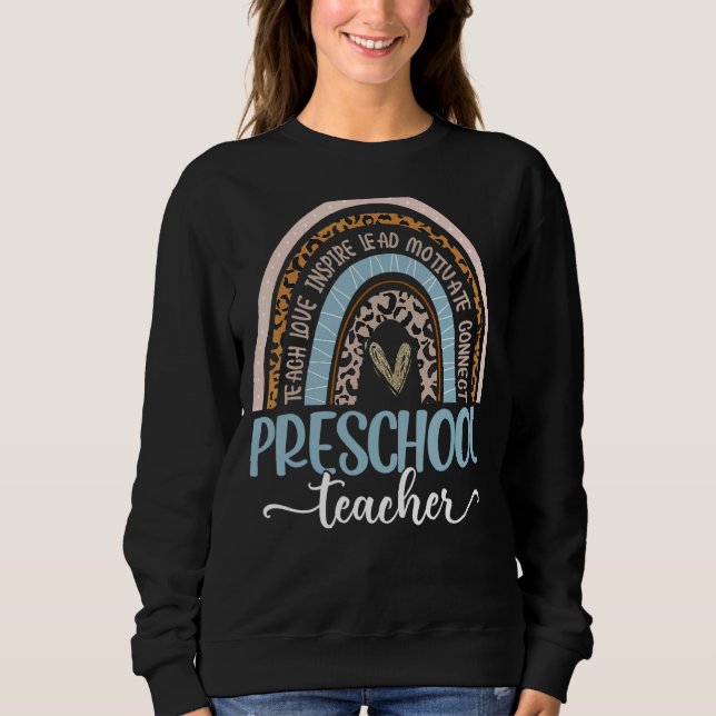 Sweatshirt Enseignant préscolaire Leopard Boho Rainbow Premie (Devant)
