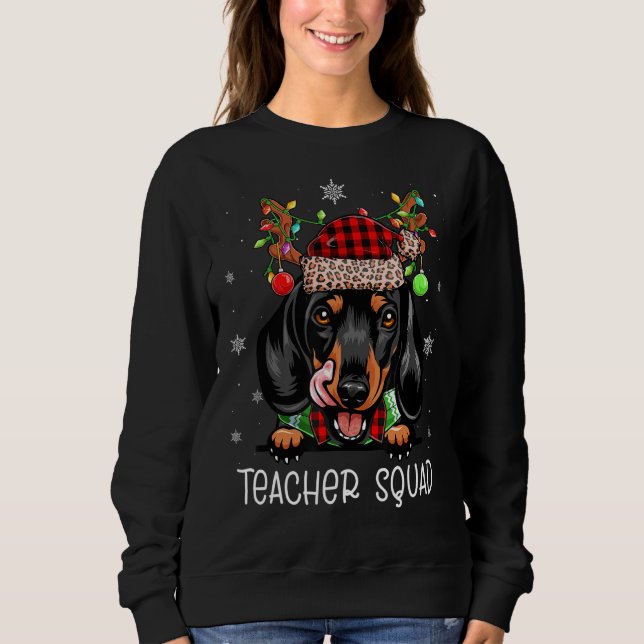 Sweatshirt Enseignant Squad Reindeer Dachshund Funny Enseigna (Devant)