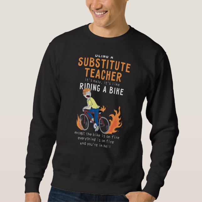 Sweatshirt Enseignant Suppléant Comme Équitation Vélo Cyclist (Devant)