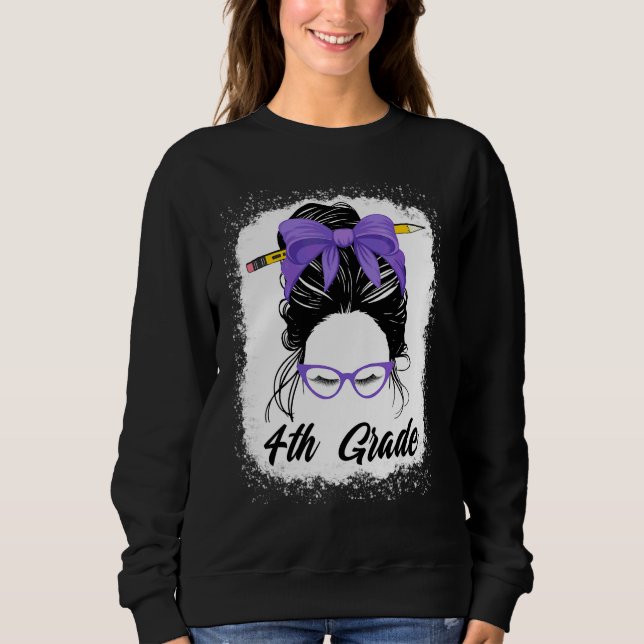 Sweatshirt Enseignante de 4e année Chignon Méssy Femmes Viole (Devant)