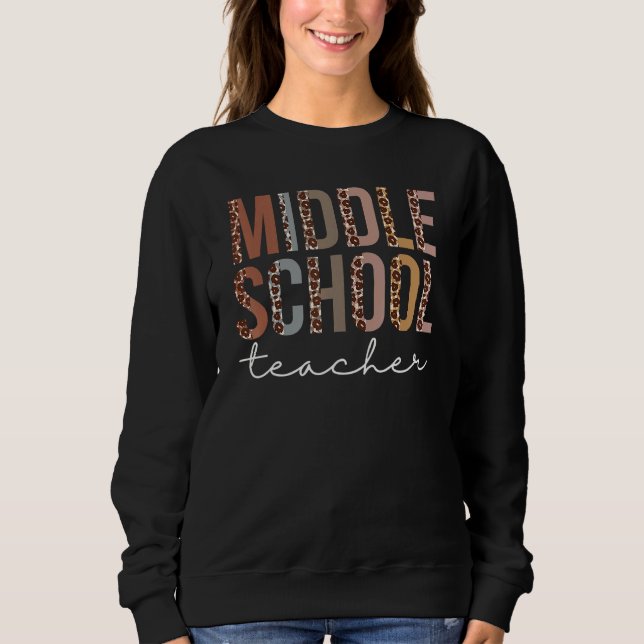 Sweatshirt Enseignante du collège Leopard Appréciation Femmes (Devant)