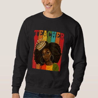 Sweatshirt Enseignante noire Afro Retro Correspondant Poitrin