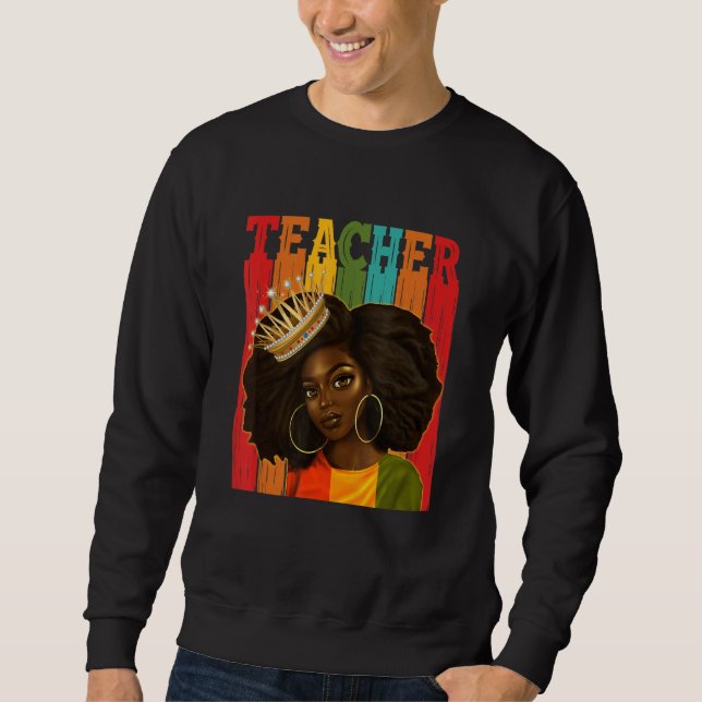 Sweatshirt Enseignante noire Afro Retro Correspondant Poitrin (Devant)