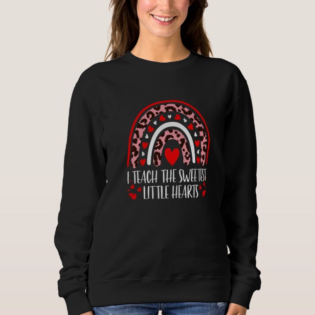Sweatshirt Enseigner aux cœurs les plus doux Léopard arc-en-c (Devant)