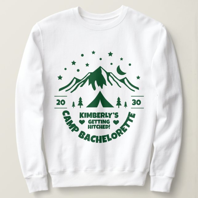 Sweatshirt Enterrement de vie de jeune fille Camp Green Bride (Design devant)