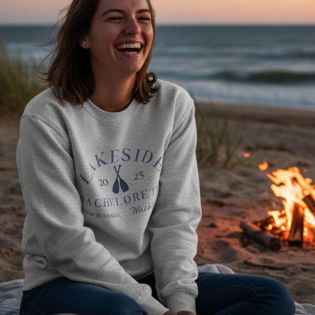 Sweatshirt Enterrement de vie de jeune fille classique au bor (Kick back at the lake with this coastal Classic Lake Bachelorette Girls Weekend Crewneck Sweatshirt!)