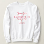 Sweatshirt Enterrement de vie de jeune fille rétro minimal ro<br><div class="desc">T-shirt à manches longues Enterrement de vie de jeune fille rétro minimal rouge et rose personnalisé</div>