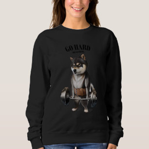 Sweatshirt Entraînement musculaire de Chien Shiba Noir Avec B