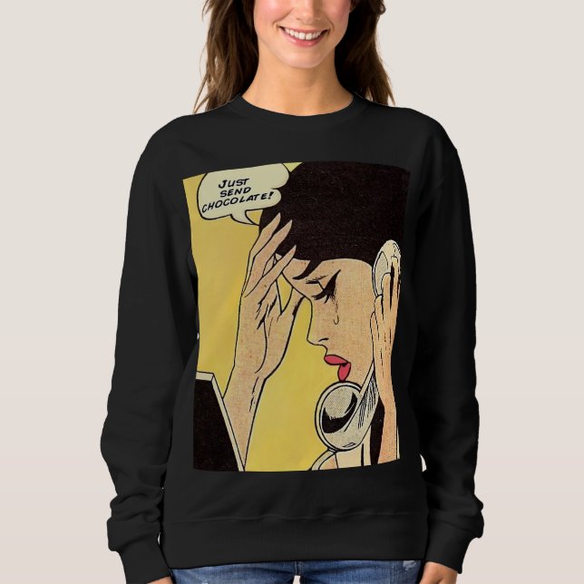Sweatshirt Envoyer juste Chocolat Vintage BD art (Devant)