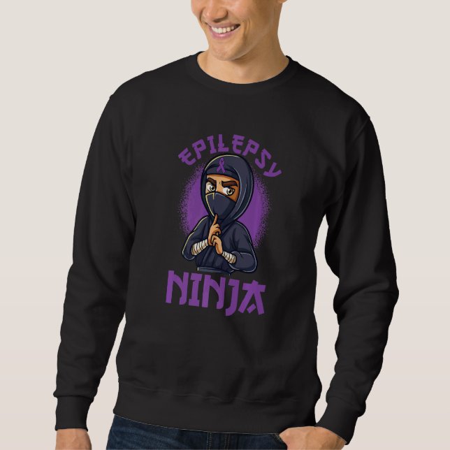Sweatshirt Epilepsy Ninja Purple Ribbon Epileptic Awareness W (Devant)