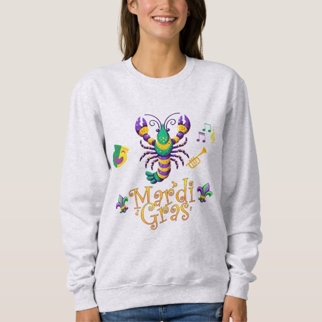 Sweatshirt Épis/trompette/masque/fleur de lis Mardi Gras (Devant)