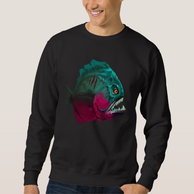Sweatshirt Épouvantable poisson sanglant zombie Halloween mon (Devant)