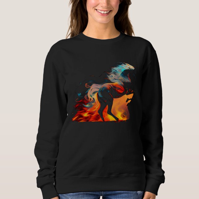 Sweatshirt Equestrian Horse  Fire Cowgirl Western Rodeo (Devant)