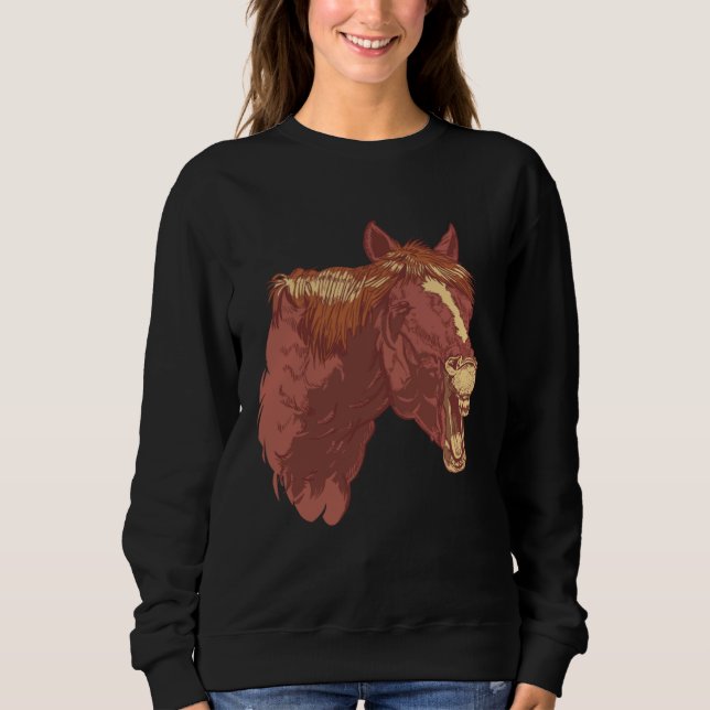 Sweatshirt Equestrian Laugh Horse Neigh Race Riding Farm Anim (Devant)