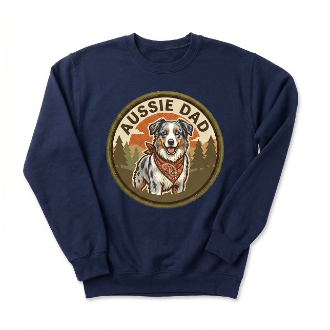 Sweatshirt Équipage Aussie Dad | Papa Chien Berger Australien (Créateur téléchargé)