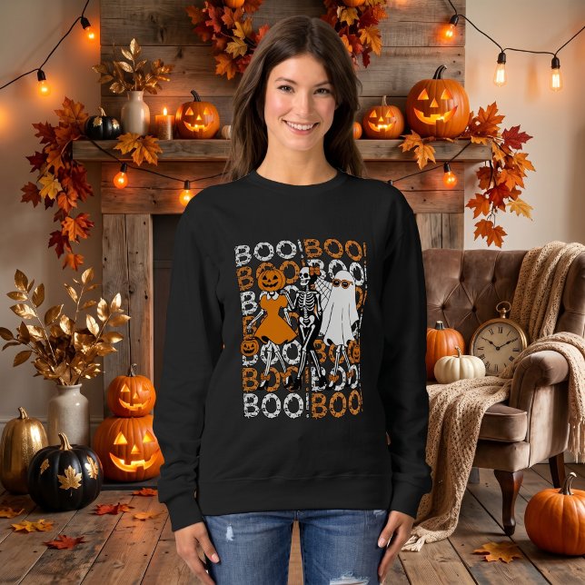 Sweatshirt Équipage Boo Mignon pour Halloween (Créateur téléchargé)
