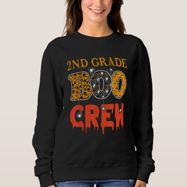Sweatshirt Équipage de Boo de 2e année Halloween effrayant De (Devant)