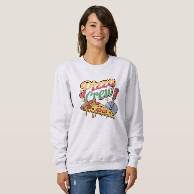 Sweatshirt Équipage de pizza (Devant entier)