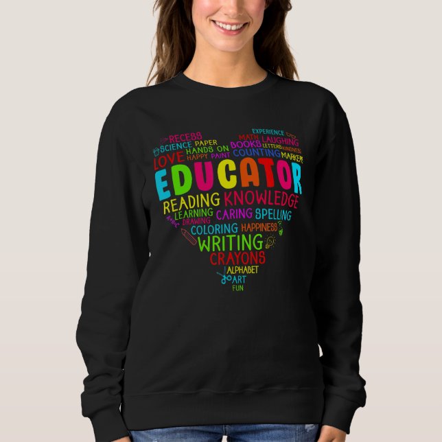 Sweatshirt Équipe Cardiaque Colorée Équipe Éducatrice Premier (Devant)