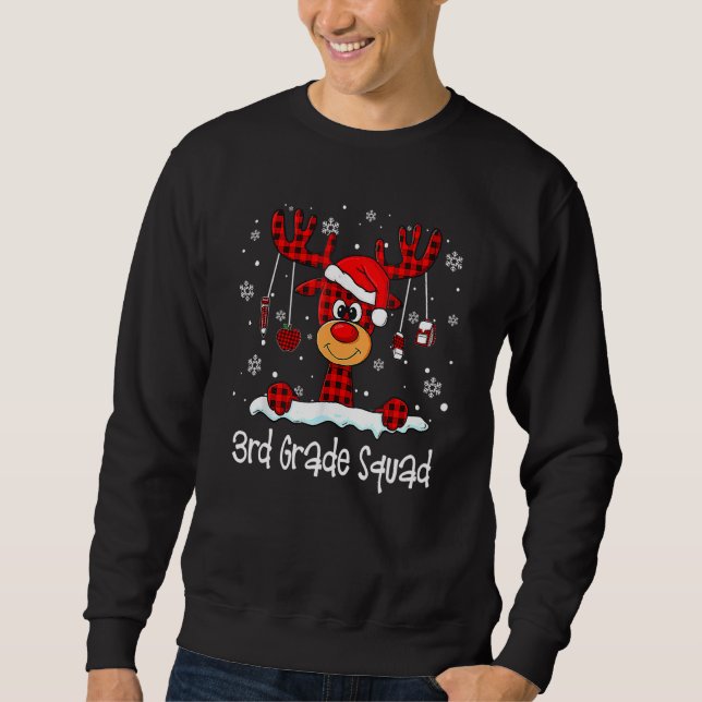 Sweatshirt Équipe de 3e année Chapeau de Père Noël Renne à Ca (Devant)