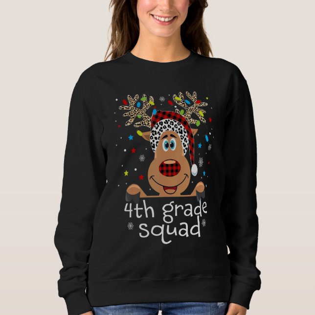 Sweatshirt Équipe de 4e année Chapeau de Père Noël au plaid d (Devant)