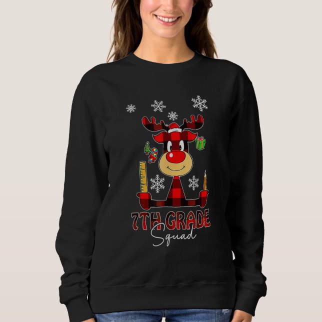 Sweatshirt Équipe de 7e année Chapeau de Père Noël au plaid d (Devant)