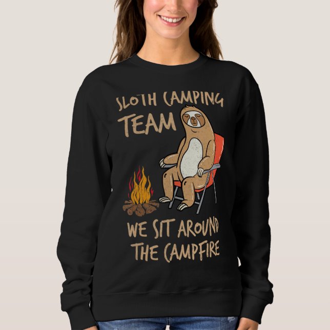 Sweatshirt Équipe De Camping Sloth Autour Du Feu De Campagne  (Devant)