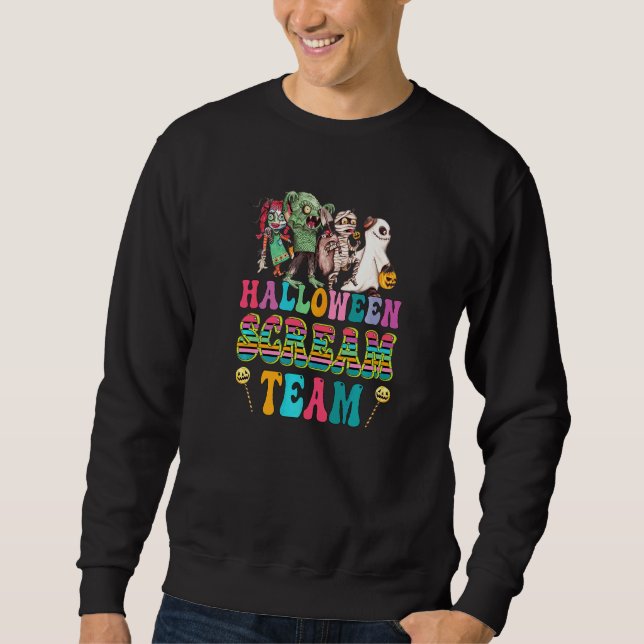 Sweatshirt Équipe de cri Halloween style hippy rétro (Devant)