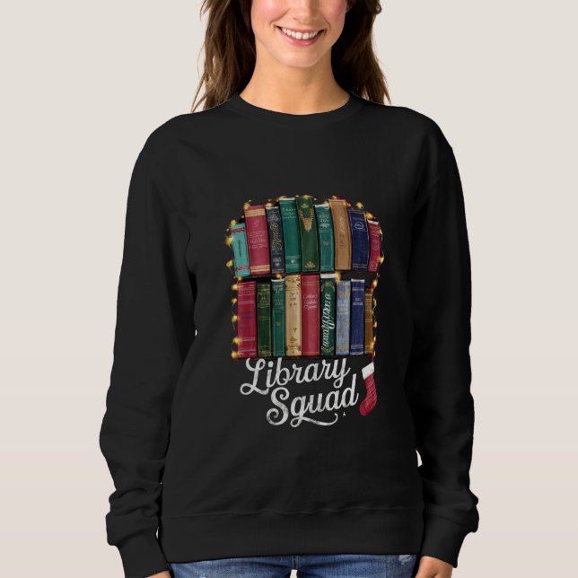 Sweatshirt Équipe de lecture de la bibliothèque de Noël amour (Devant)