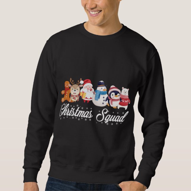 Sweatshirt Équipe de Noël Père Noël Reindeer Snowman Gingerbr (Devant)