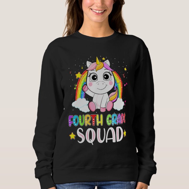 Sweatshirt Équipe De Quatrième Année Unicorne Retour À L'Écol (Devant)