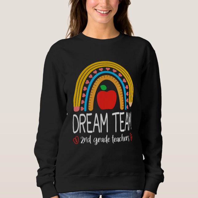 Sweatshirt Équipe de rêve Enseignants de 2e année Boho Rainbo (Devant)