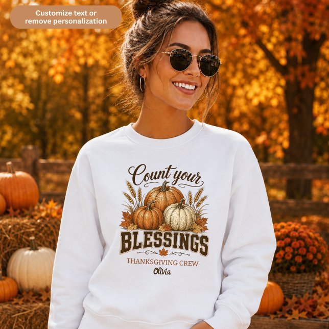 Sweatshirt Équipe de Thanksgiving Comptez Vos Bénédictions Fe (Créateur téléchargé)