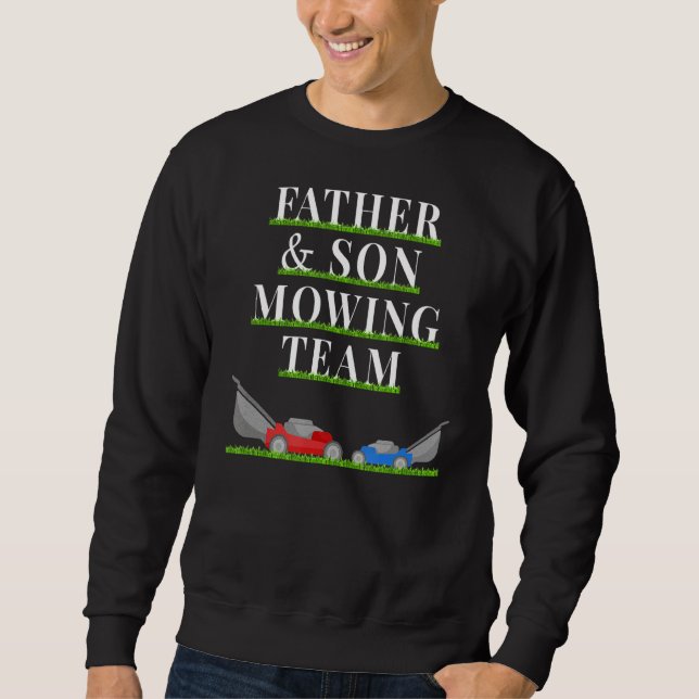Sweatshirt Équipe de tondeuse à gazon père et son jumelage de (Devant)