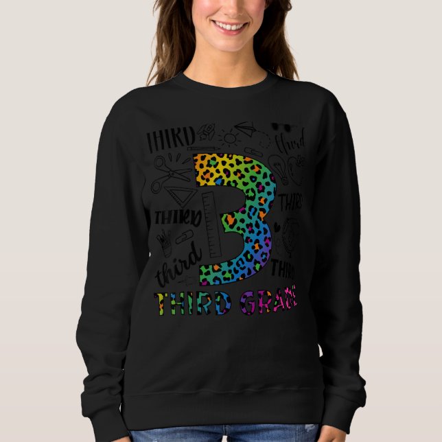 Sweatshirt Équipe de typographie de 3e année Leopard Teac de  (Devant)