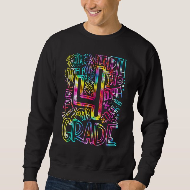 Sweatshirt Équipe de typographie de 4e année Tea de 4e année (Devant)