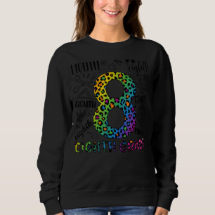 Sweatshirt Équipe de typographie de 8e année Leopard Thé de 8