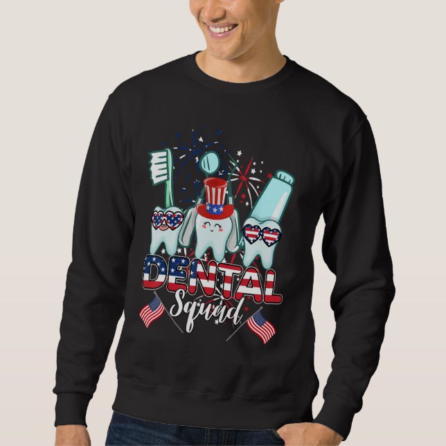 Sweatshirt Équipe Dentaire 4 Juillet Dent Équipage Indépendan (Devant)