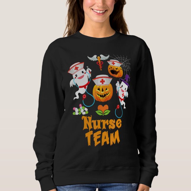 Sweatshirt Équipe d'infirmières Escouade Équipage Citrouille  (Devant)