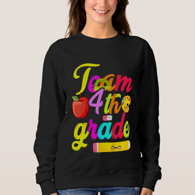 Sweatshirt Équipe Enfants 4e année Enseignant Étudiant Retour (Devant)