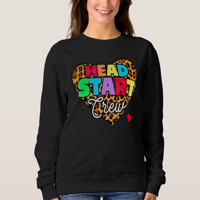 Sweatshirt Équipe Headstart Cœur Léopard Retour à l'école pou (Devant)