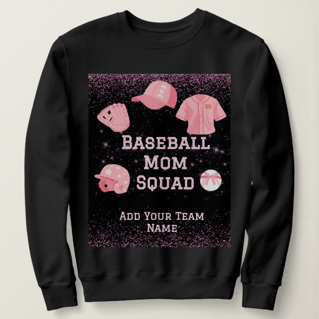Sweatshirt Équipe personnalisée de mamans de baseball, numéro (Design devant)