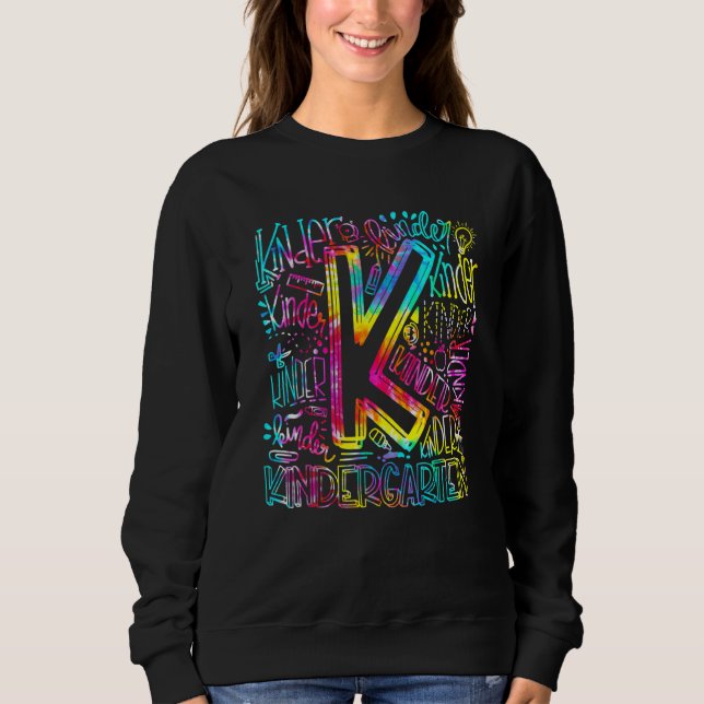 Sweatshirt Équipe Tie Dye Kindergarten Typographie maternelle (Devant)