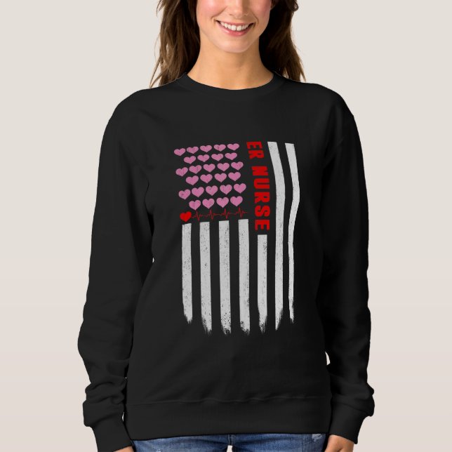 Sweatshirt Er Nurse American Flag Heart (Devant)