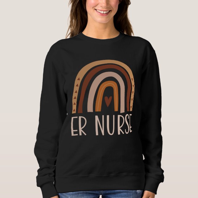 Sweatshirt ER Nurse Nursing School Trendy Bohemian Rainbow Bo (Devant)