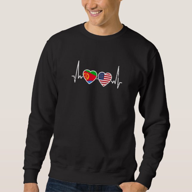 Sweatshirt Erythrée Drapeau américain battement de coeur éryt (Devant)