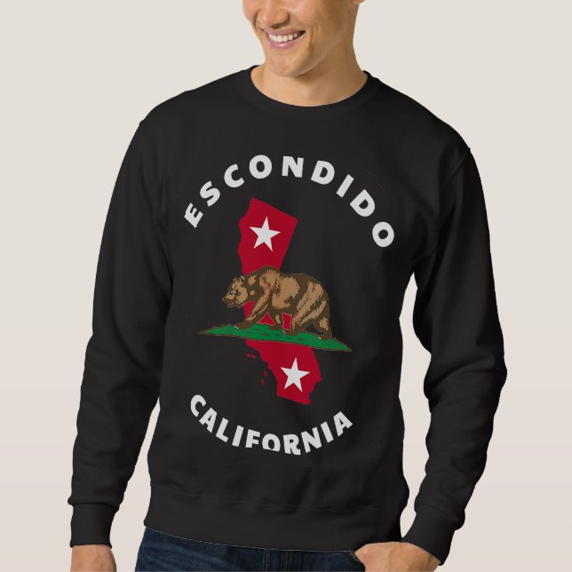 Sweatshirt Escondido California CA Flag and Bear Badge Souven (Devant)
