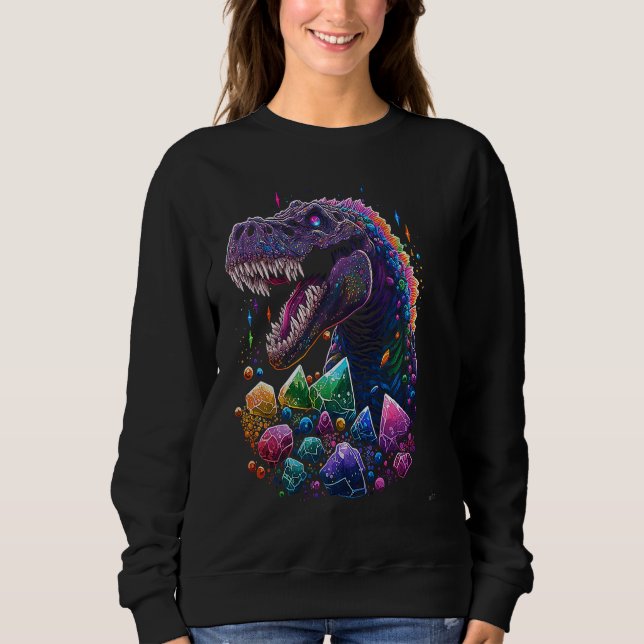 Sweatshirt Esoteric Rex Trex Crystals Cute Illustration  1 (Devant)